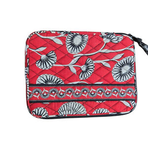 Vera Bradley Tablet Case Deco Daisy Red Black White Floral Quiltet Padded Zipper